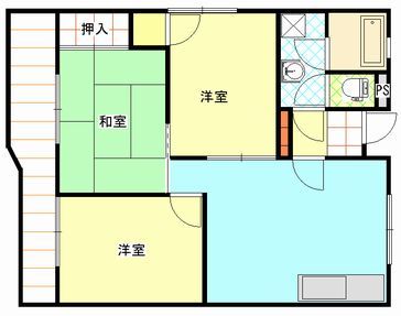 E-2号室 3LDK 61.69㎡ 間取り図